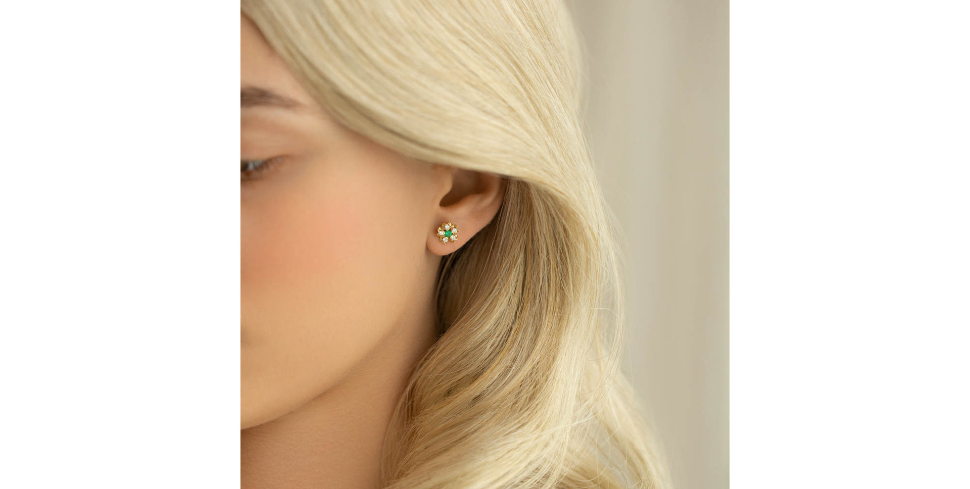 Náušnice se smaragdem a diamanty Asters