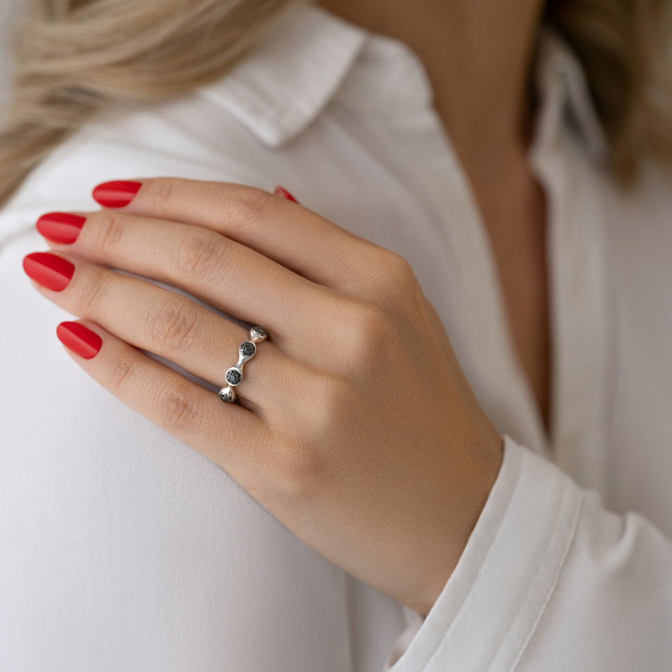 Prsten s černými diamanty Vesper Passion