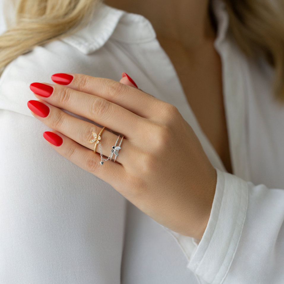 Prsten s diamanty Linked Butterflies