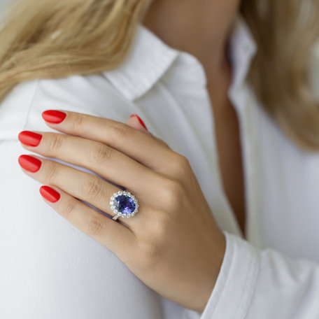Prsten s tanzanitem a diamanty Space Queen