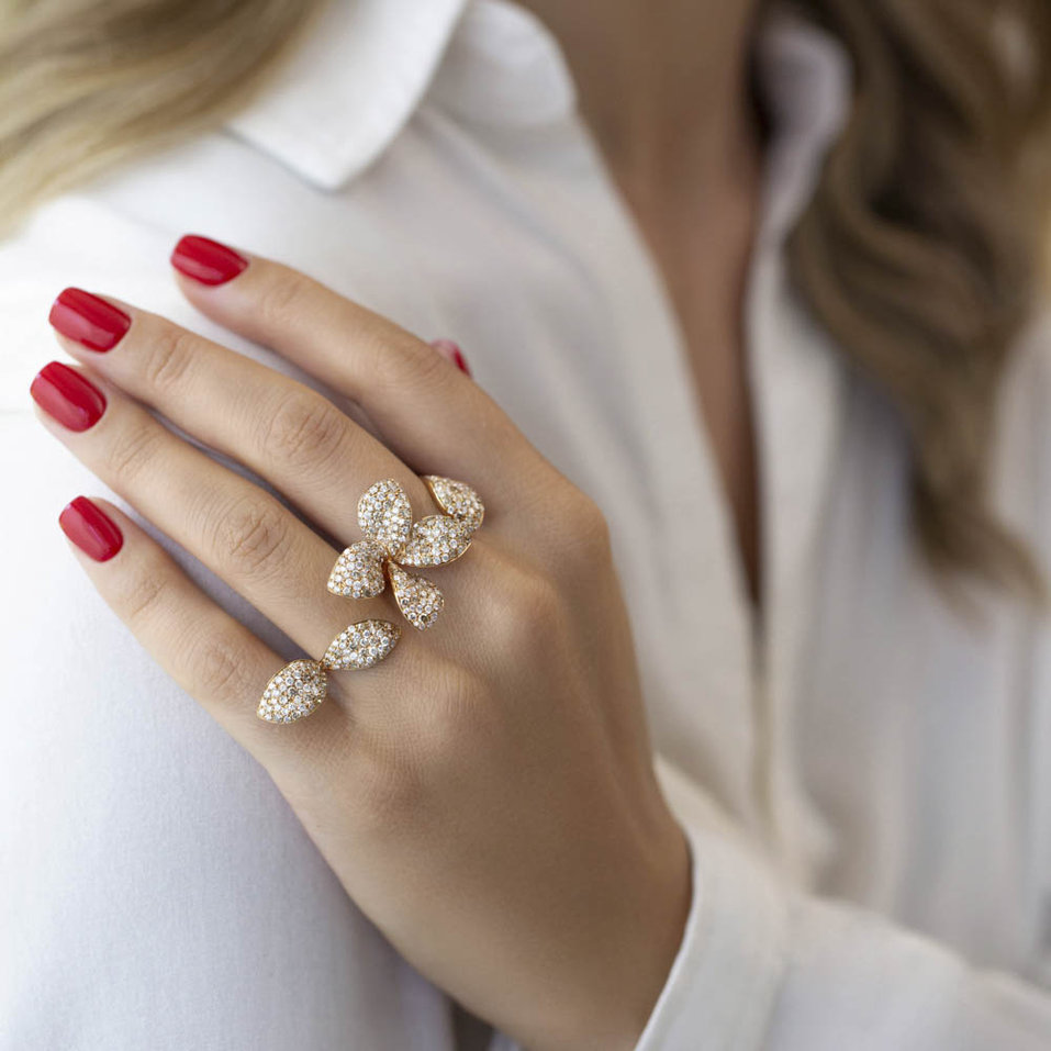 Prsten s hnědými diamanty Noble Butterfly