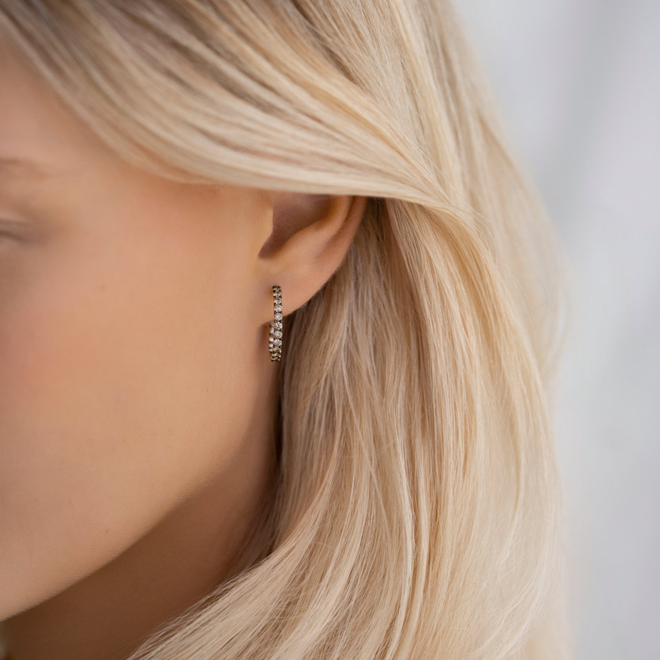 Náušnice s hnědými diamanty Fashion Creoles