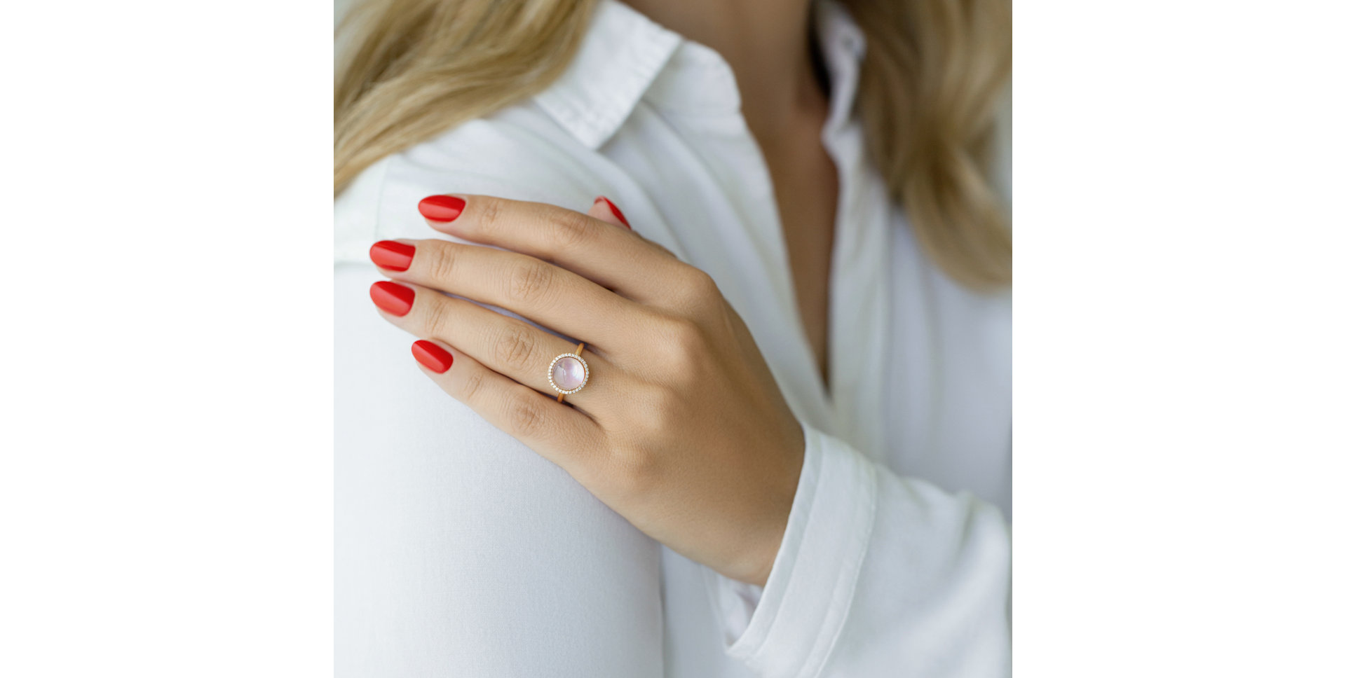 Prsten s diamanty, ametystem a perletí Planet of Miracles