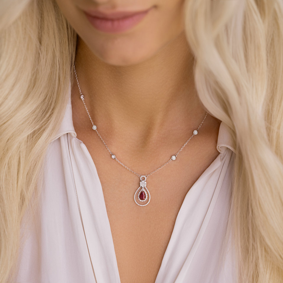 Náhrdelník s rubínem a diamanty Shine Desire