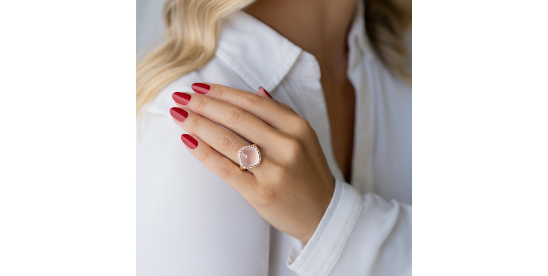 Prsten s diamanty a růženínem Lonely Blossom