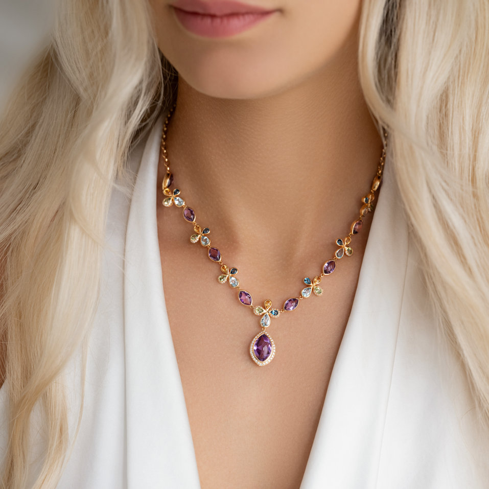 Náhrdelník s diamanty a drahokamy Caesarean Constellation