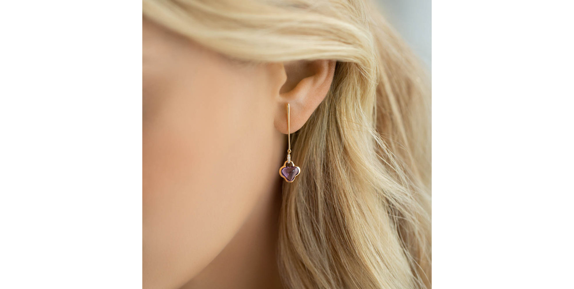 Náušnice s ametystem diamanty Beautiful Oksana