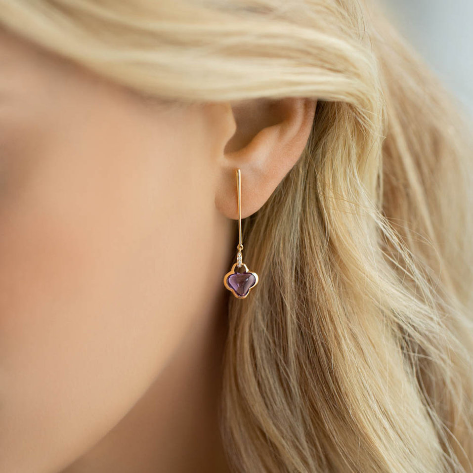 Náušnice s ametystem diamanty Beautiful Oksana