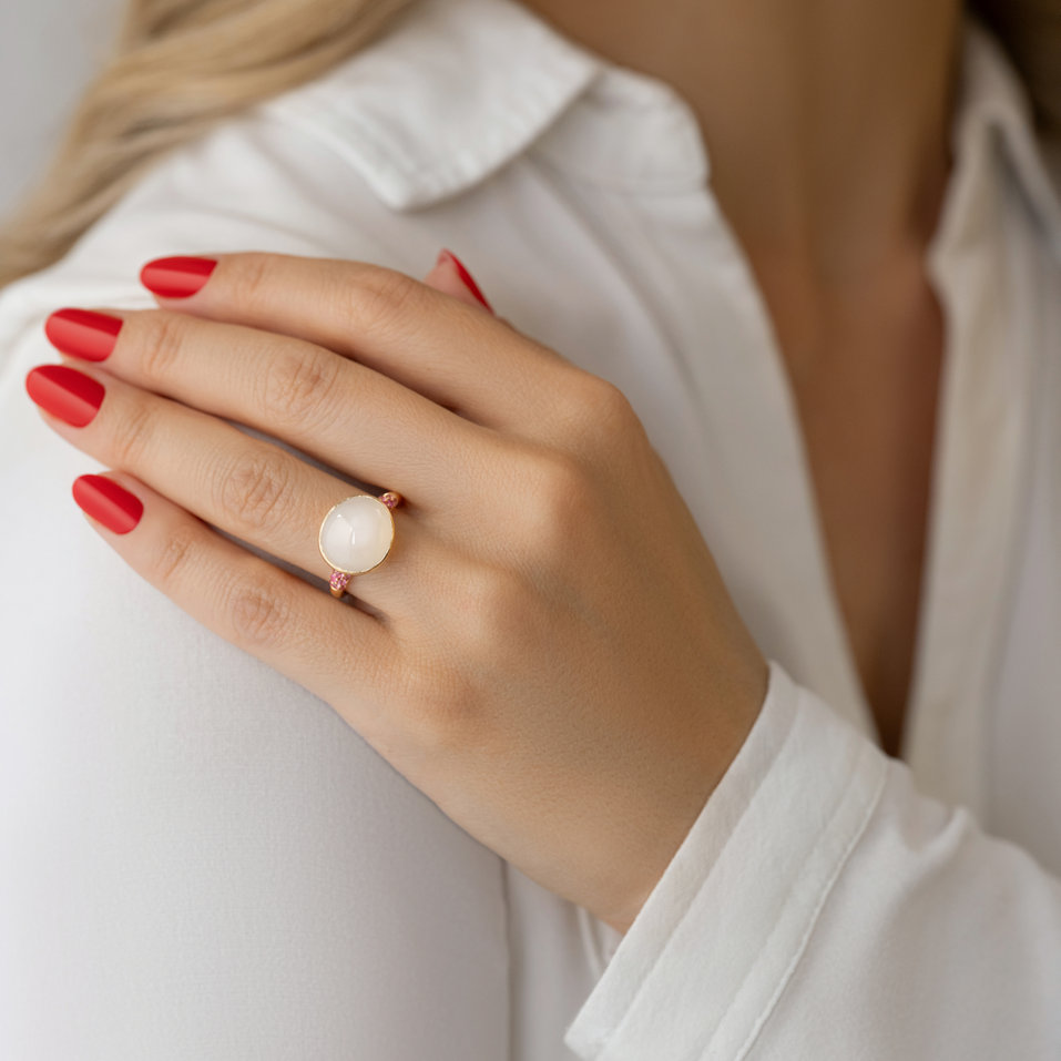 Prsten se safíry a měsíčním kamenem Echoes of Moonlight