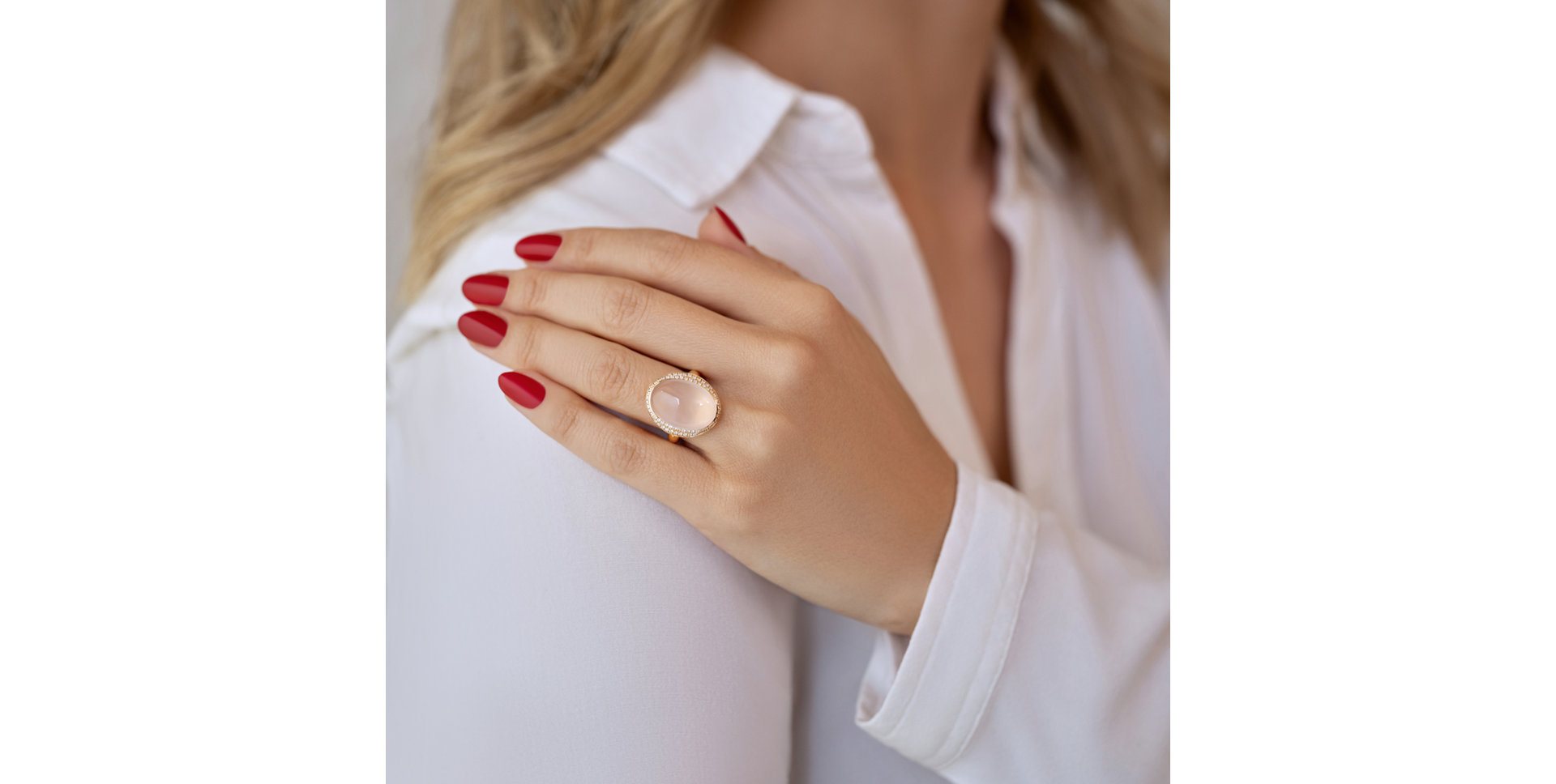 Prsten s růženínem a diamanty Jessamine