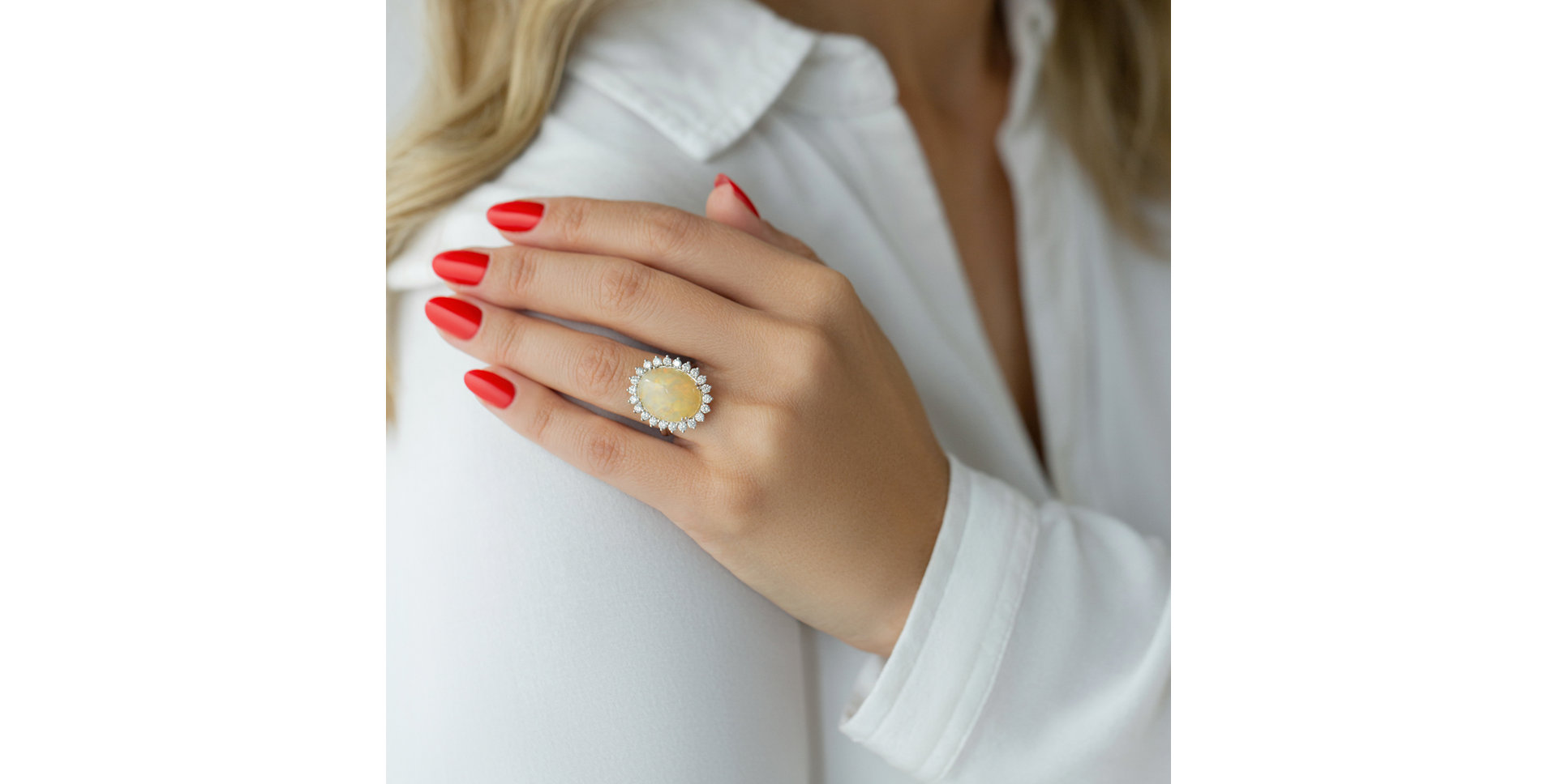 Prsten s opálem a diamanty Diamond Czarina