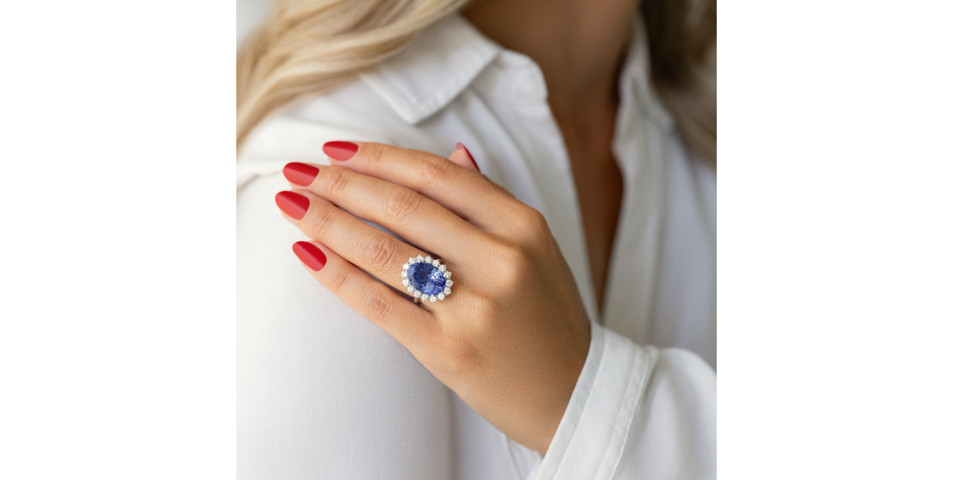 Prsten s tanzanitem a diamanty Sky Goddess