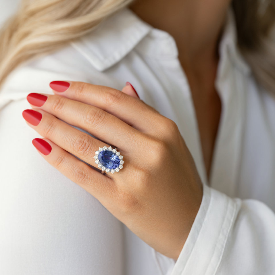 Prsten s tanzanitem a diamanty Sky Goddess