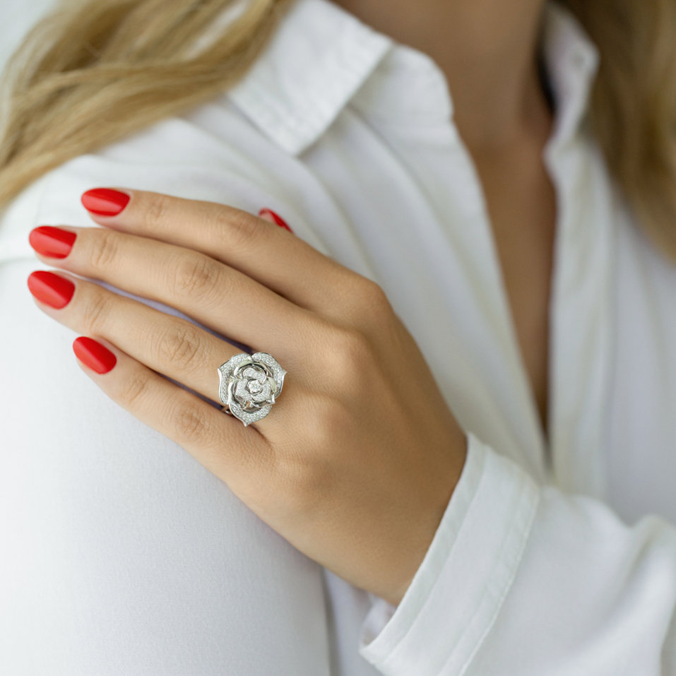 Prsten s diamanty Delicate Rose