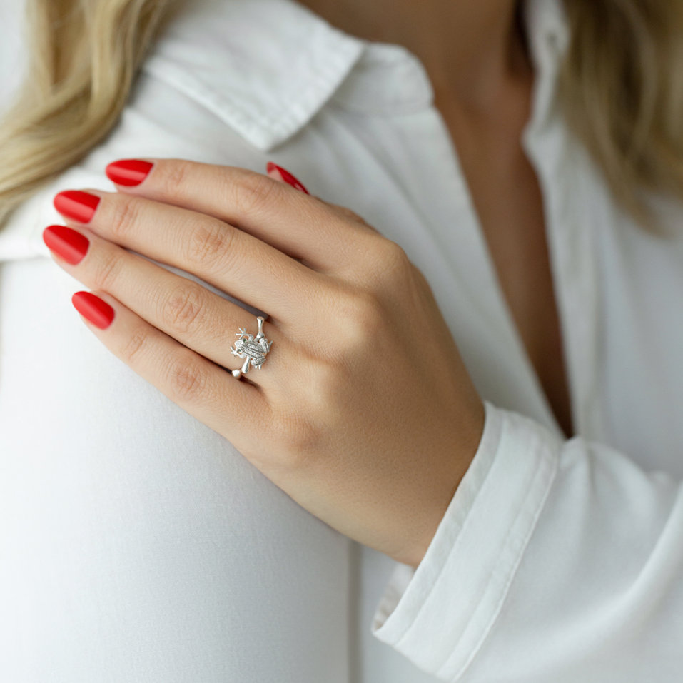 Prsten s diamanty a smaragdy The Frog Destiny