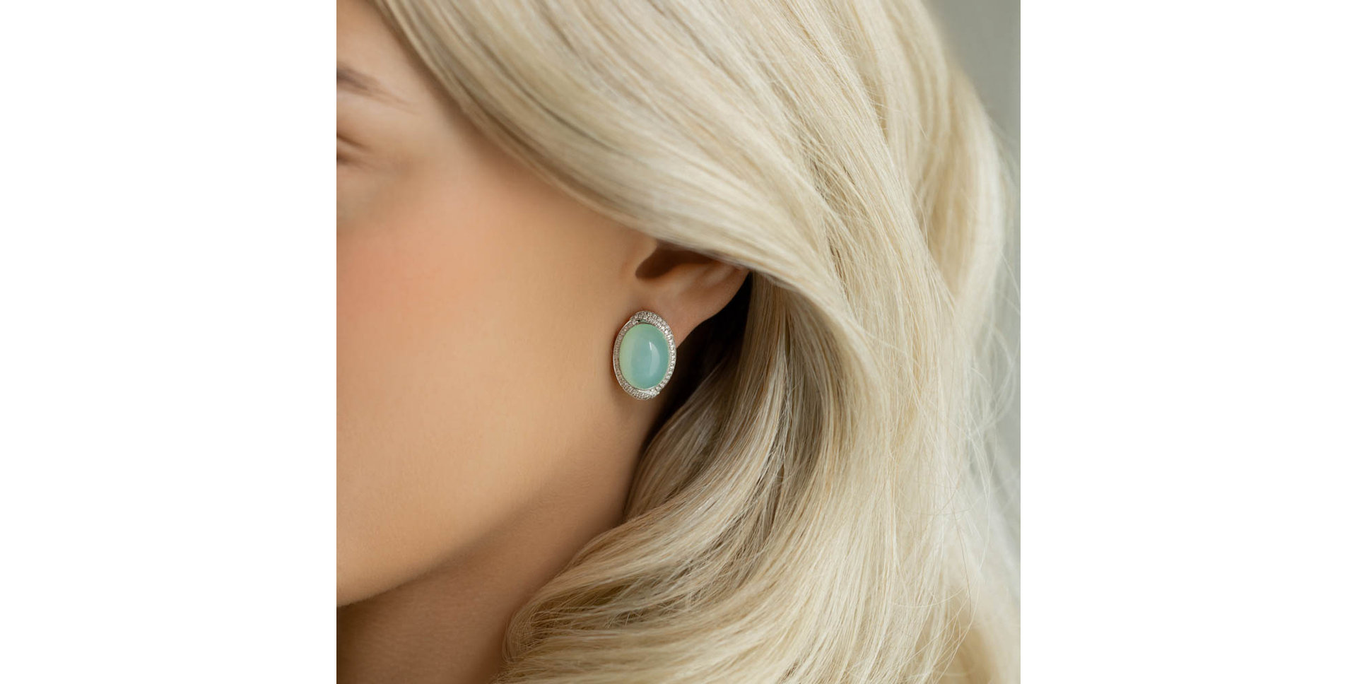 Náušnice s chalcedonem a diamanty Nighht Bloom