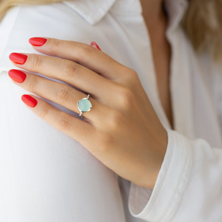 Prsten s chalcedonem a diamanty Lovely Feeling