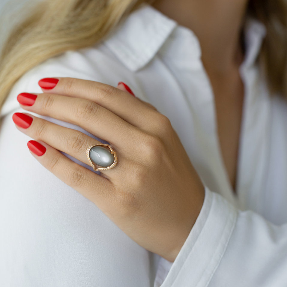 Prsten s diamanty a měsíčním kamenem Magical Countess