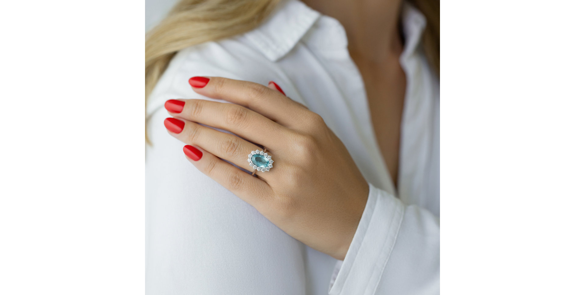 Prsten s apatitem a diamanty Sky Goddess