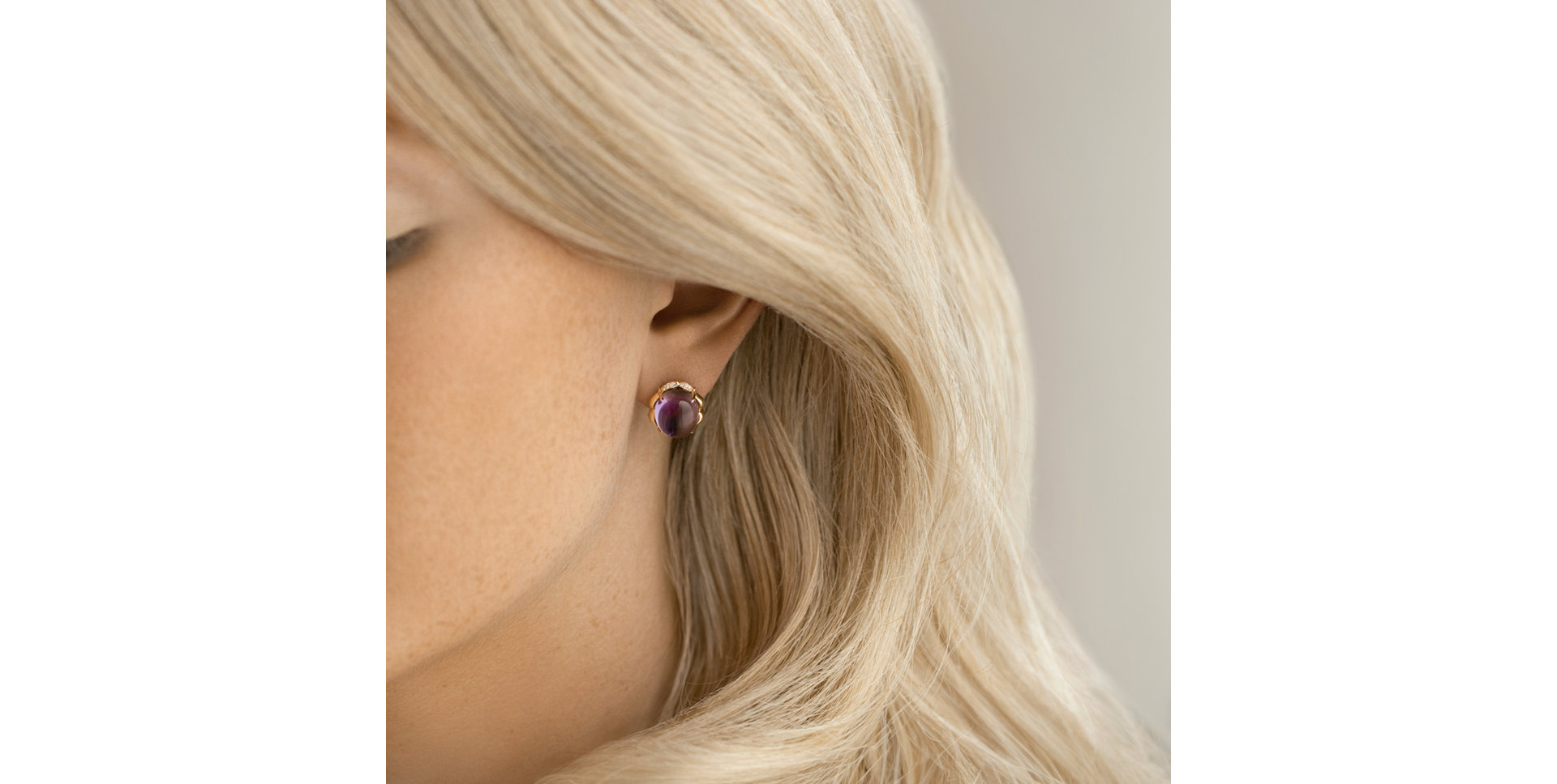 Náušnice s diamanty a ametystem Bloomira