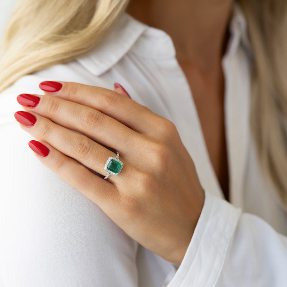 Prsten se smaragdem a diamanty Fantasy Gem