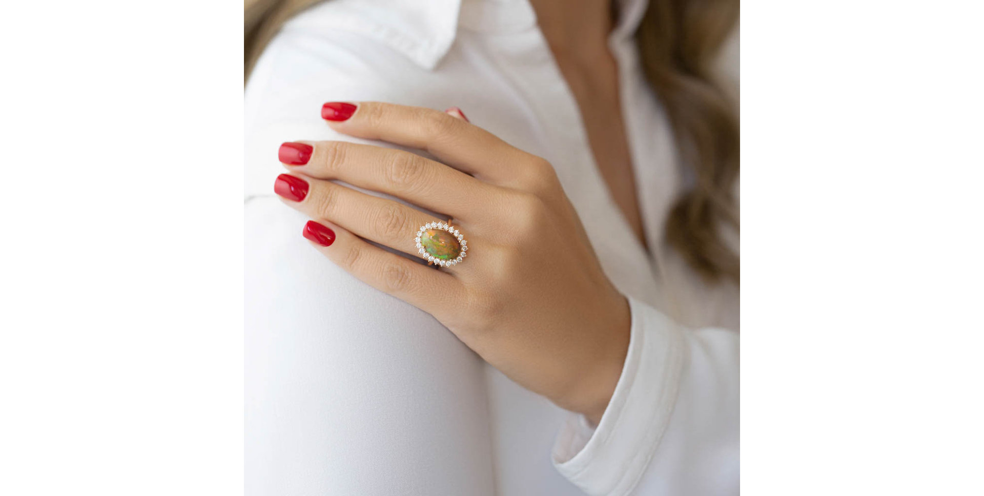 Prsten s opálem a diamanty Diamond Czarina