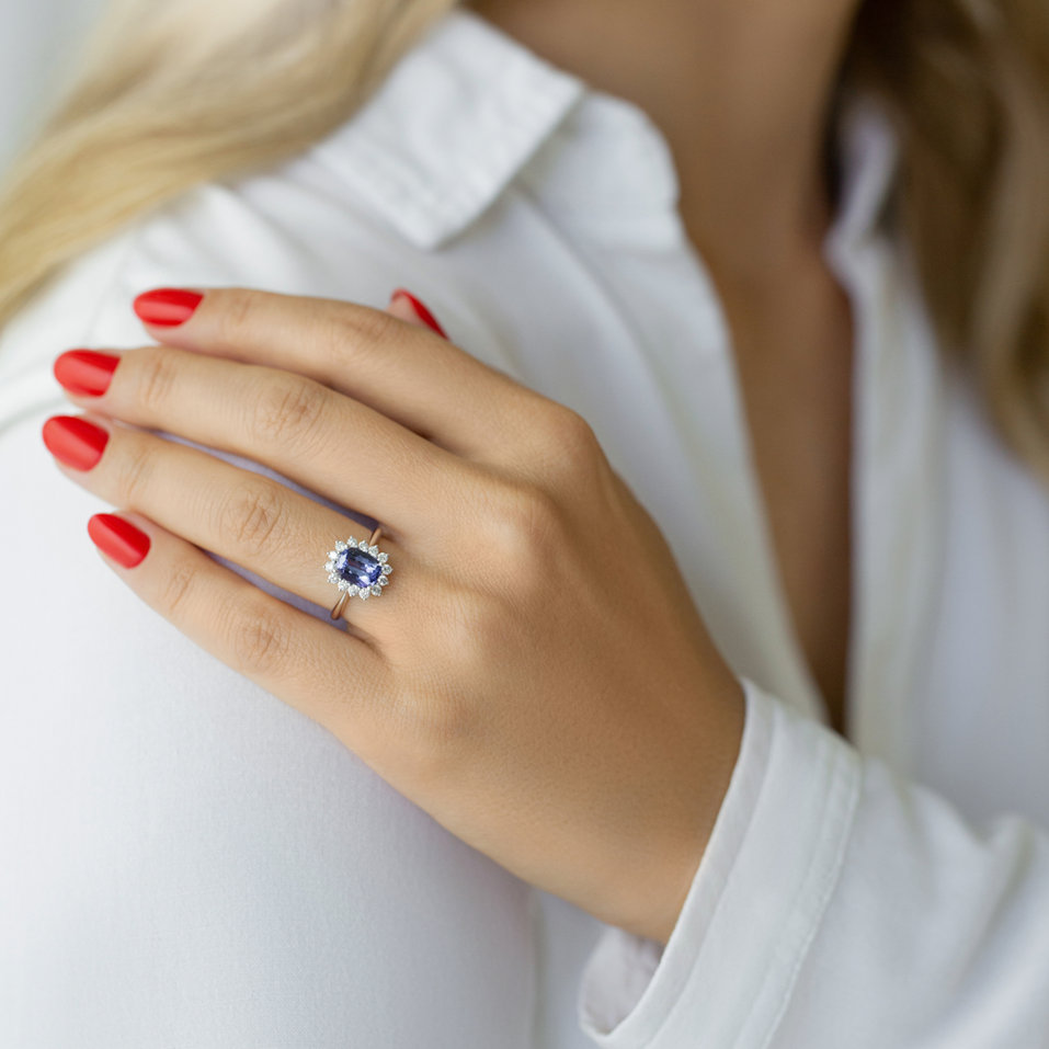 Prsten s tanzanitem a diamanty Paradise Goddess