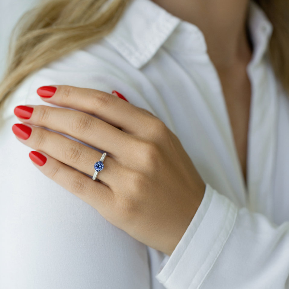 Prsten s diamanty a tanzanitem Fairytale Cosmos