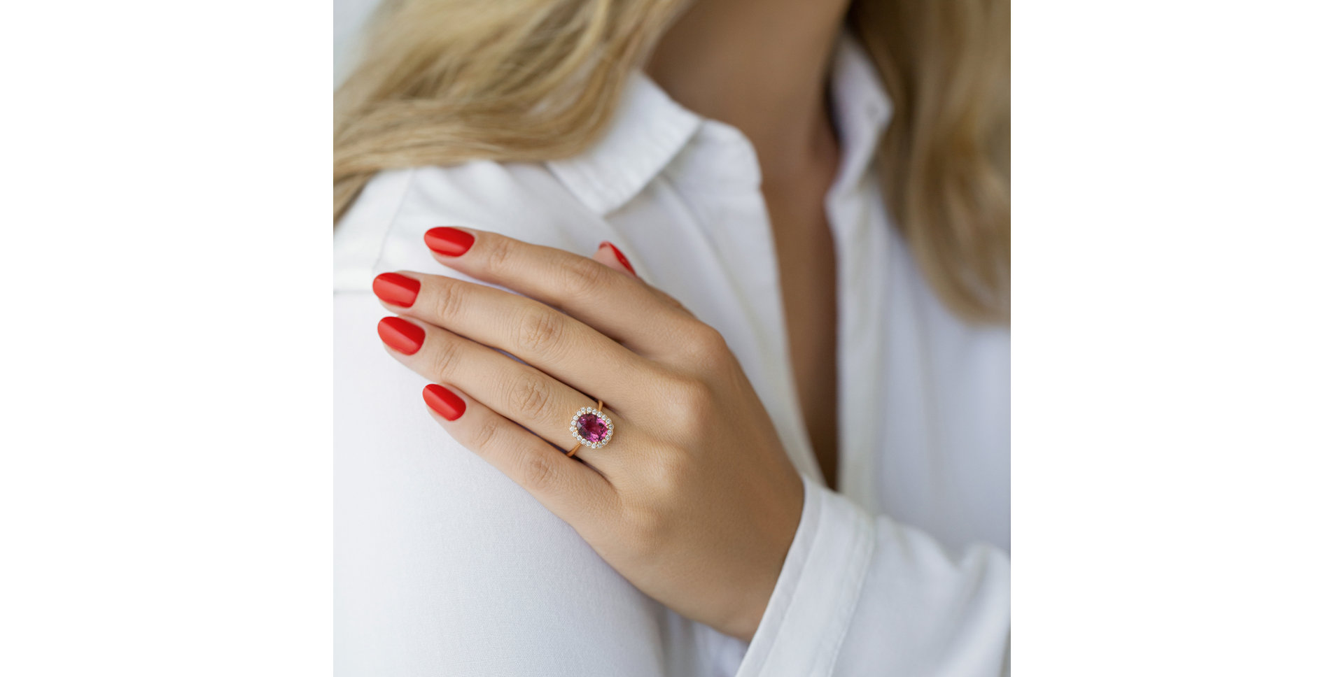 Prsten s rhodolitem a diamanty Sparkling Hero