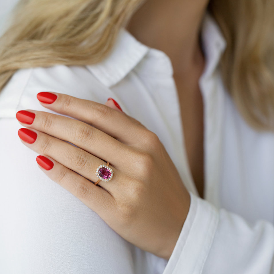 Prsten s rhodolitem a diamanty Sparkling Hero