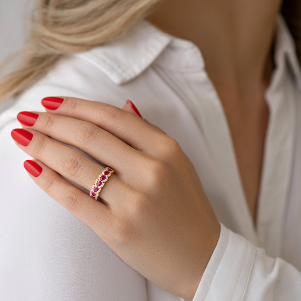 Prsten s diamanty a rubíny Francine