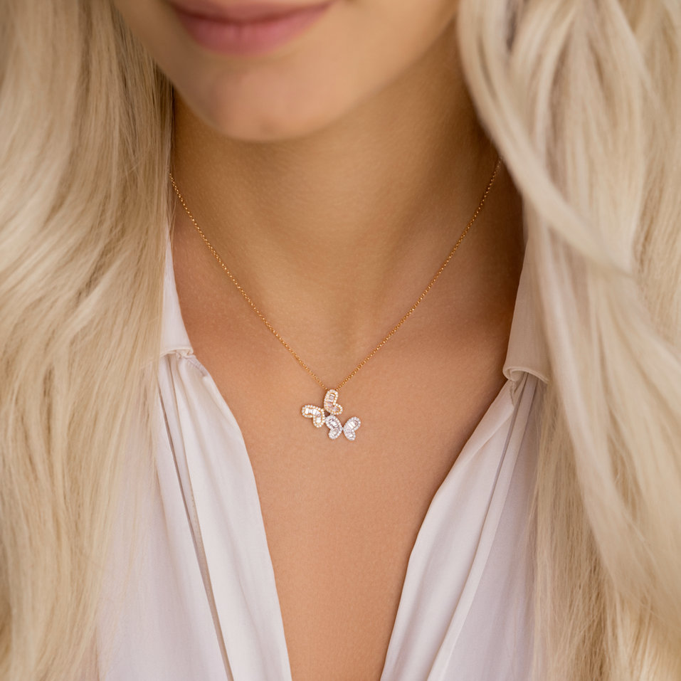 Náhrdelník s diamanty Twin Wings