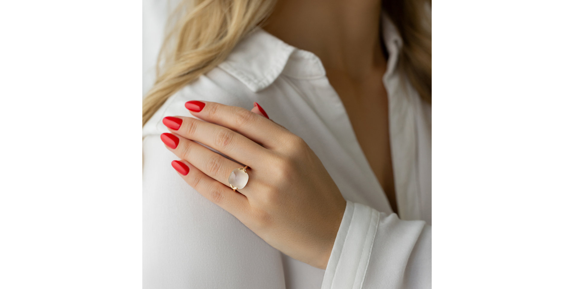 Prsten s diamanty a měsíčním kamenem Moonith