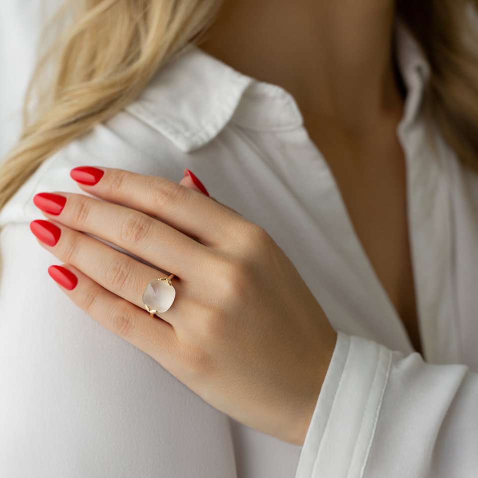 Prsten s diamanty a měsíčním kamenem Moonith