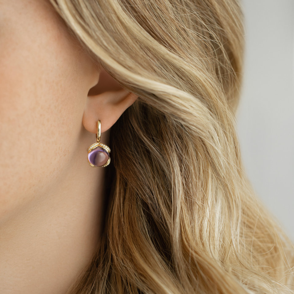 Náušnice s ametystem diamanty Rainbow Wish