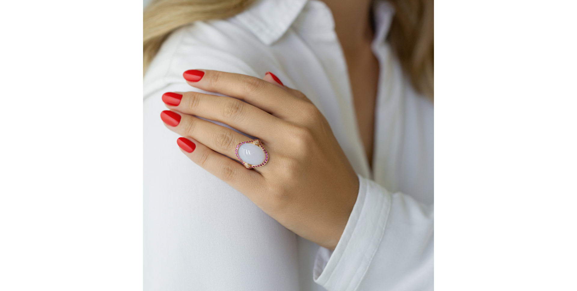 Prsten s diamanty, ametystem a safíry Baroque Essence