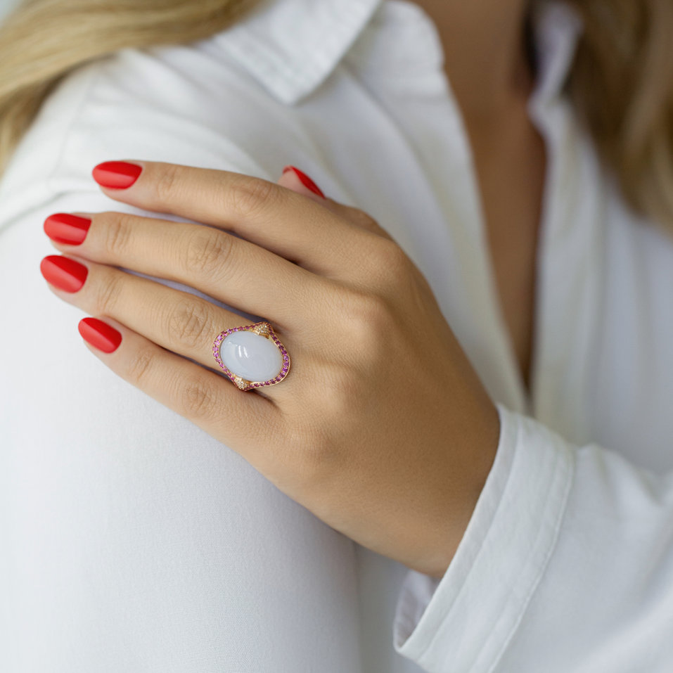 Prsten s diamanty, ametystem a safíry Baroque Essence