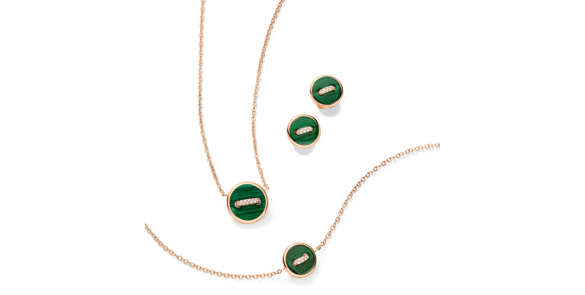 Náramek s diamanty, malachitem a perletí POM POM DOT