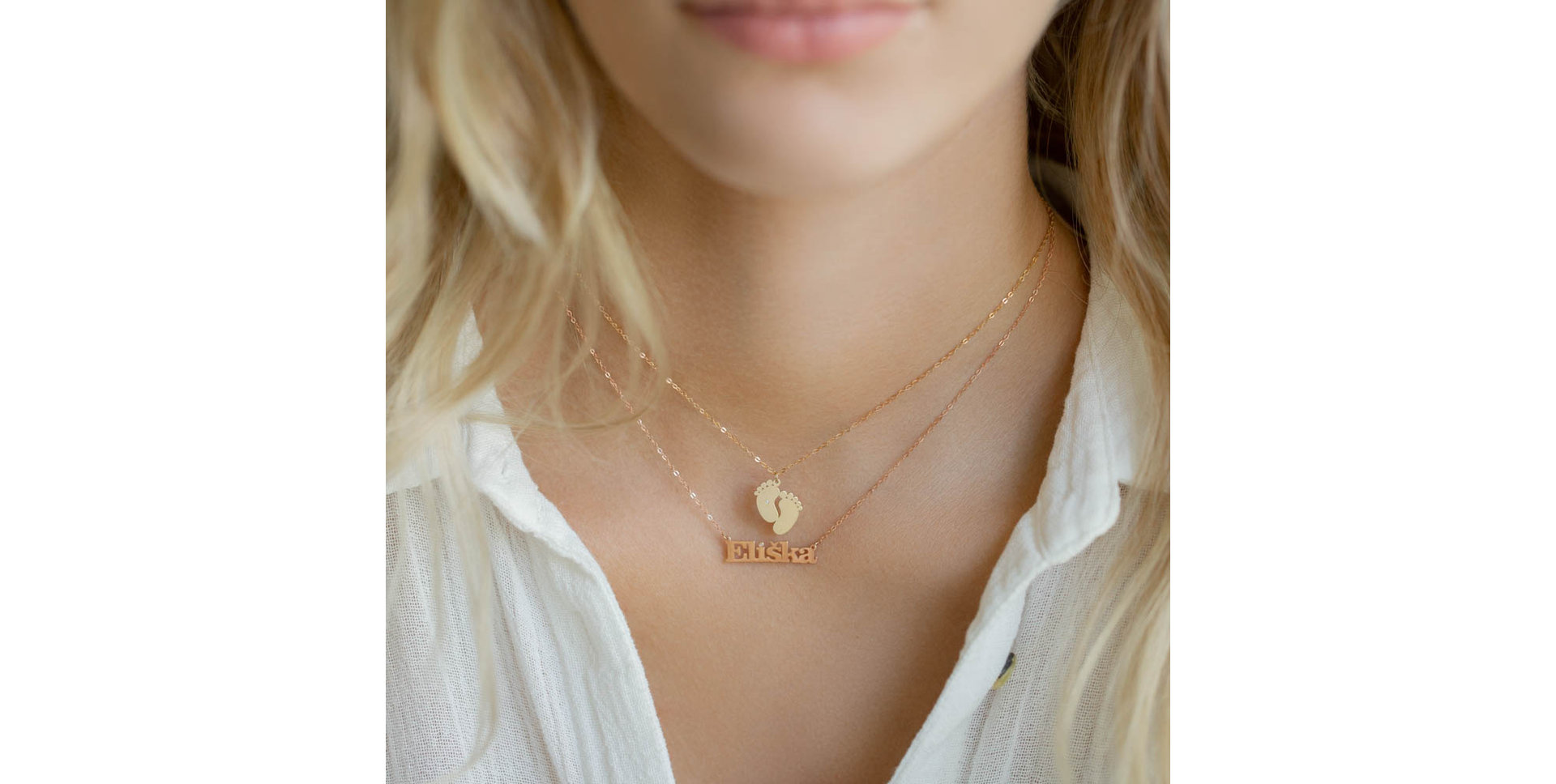 Náhrdelník s diamantem Baby Feet