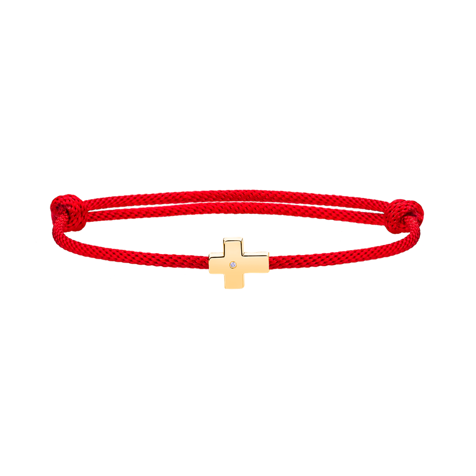 Diamantový náramek se šňůrkou Red Cross