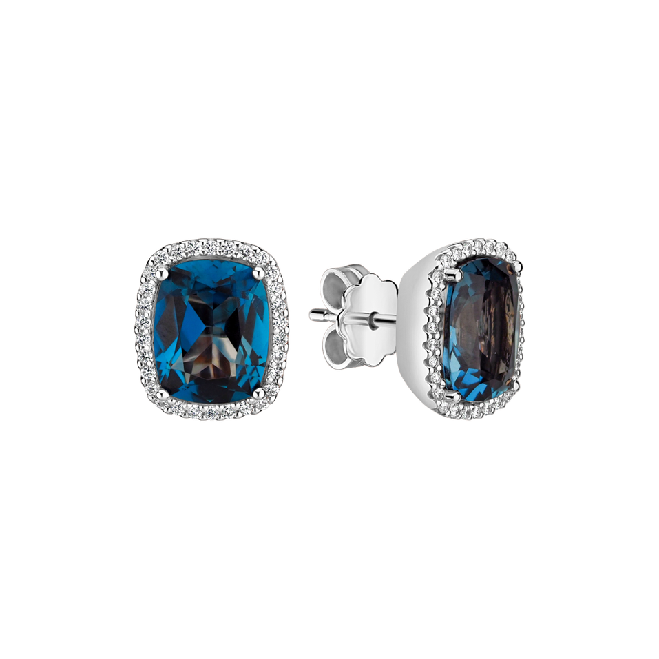 Náušnice s diamanty a topazem Rosette