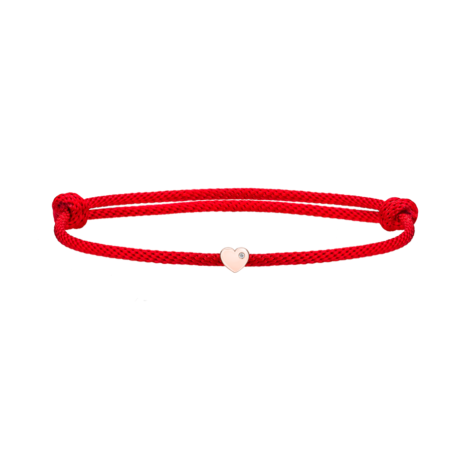 Diamantový náramek se šňůrkou Red Heart