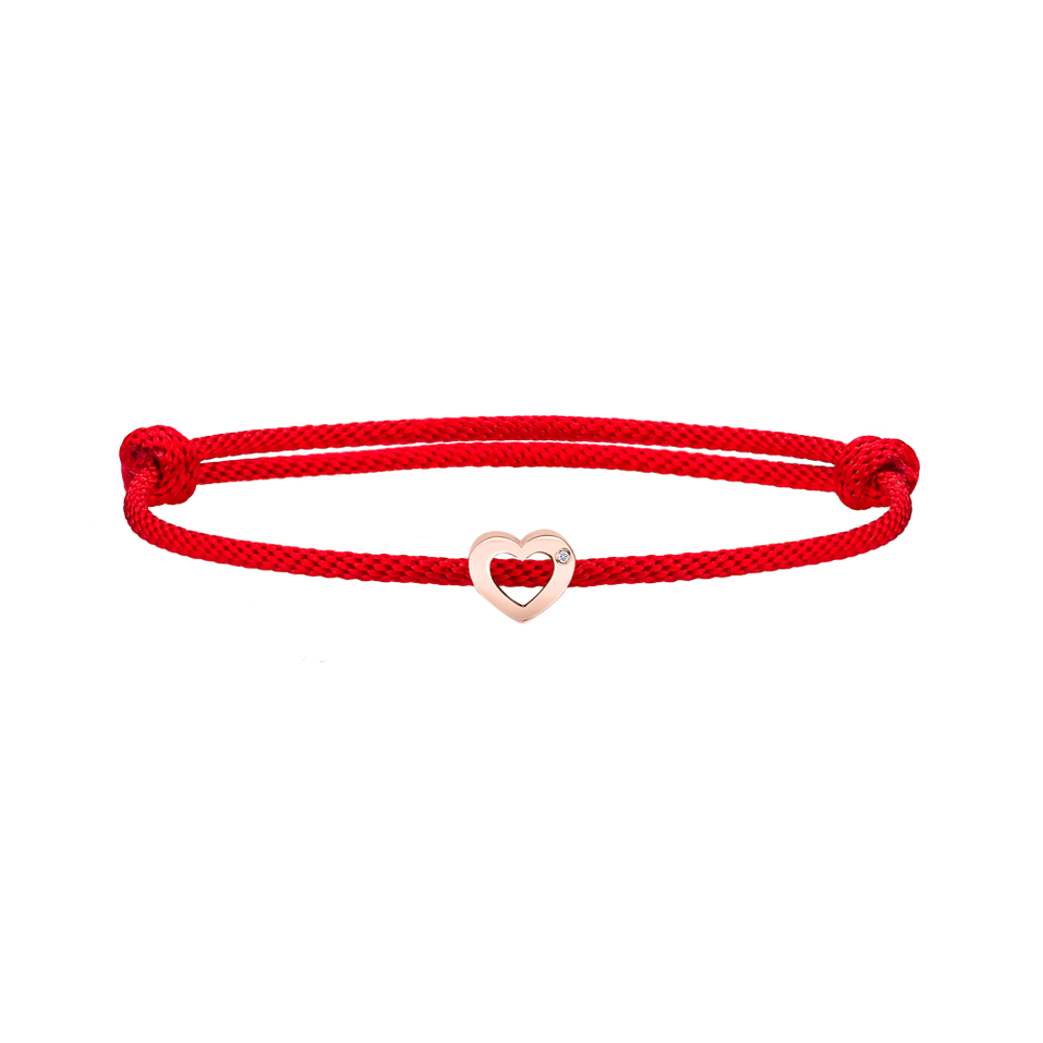 Diamantový náramek se šňůrkou Bold Heart