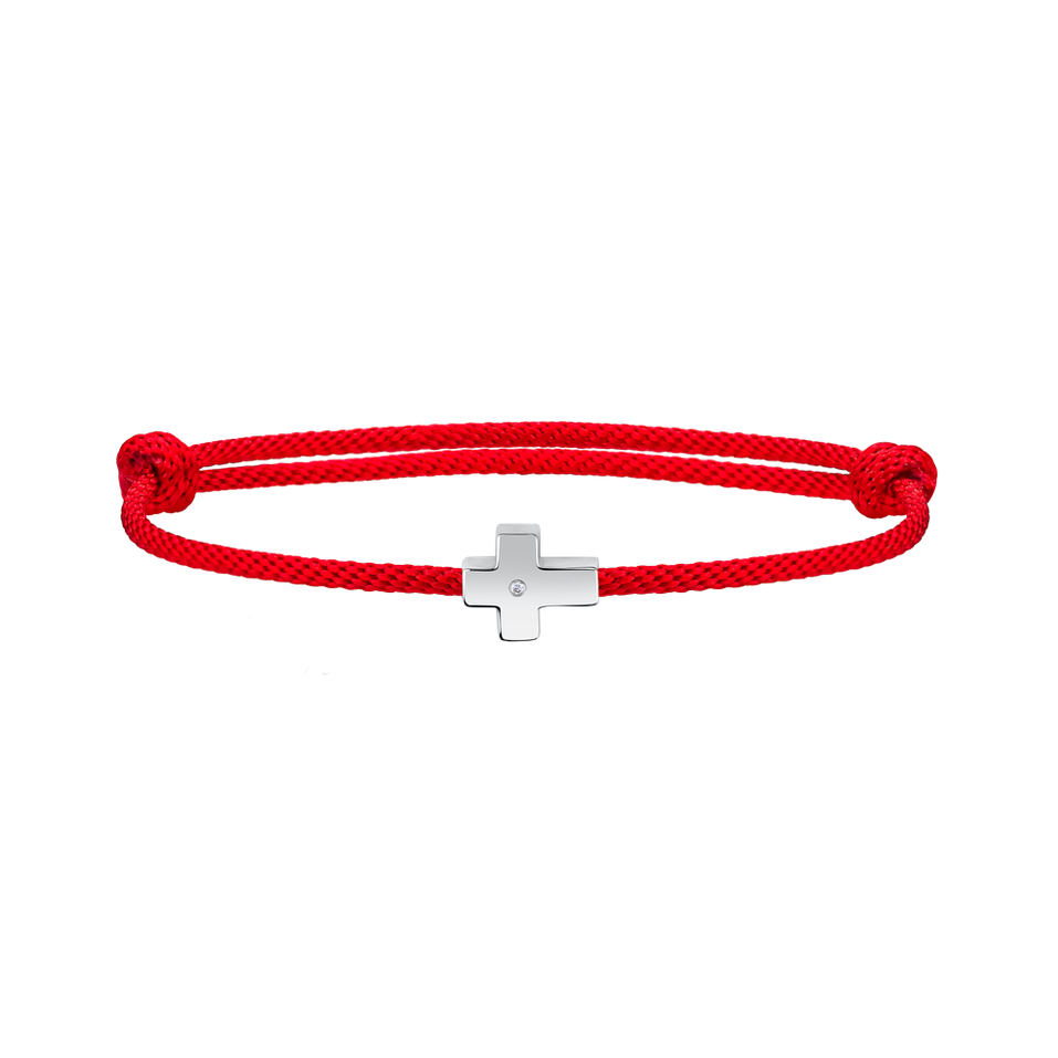 Diamantový náramek se šňůrkou Red Cross