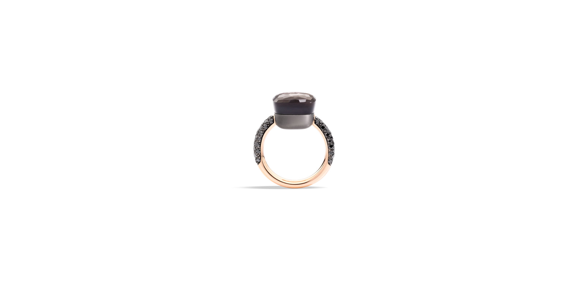 Prsten s diamanty a obsidiánem Nudo Maxi Ring