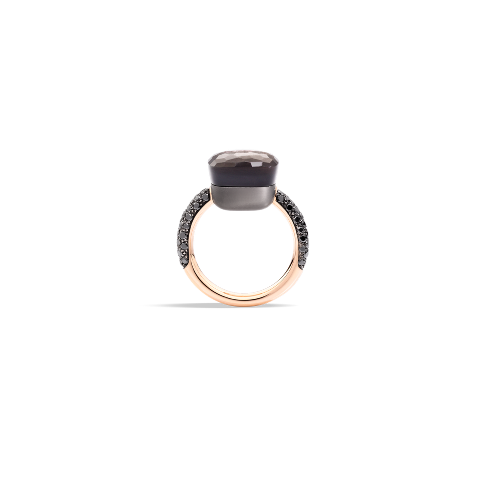Prsten s diamanty a obsidiánem Nudo Maxi Ring