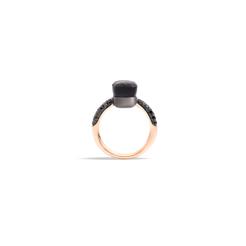 Prsten s diamanty a obsidianem Nudo Petit Ring