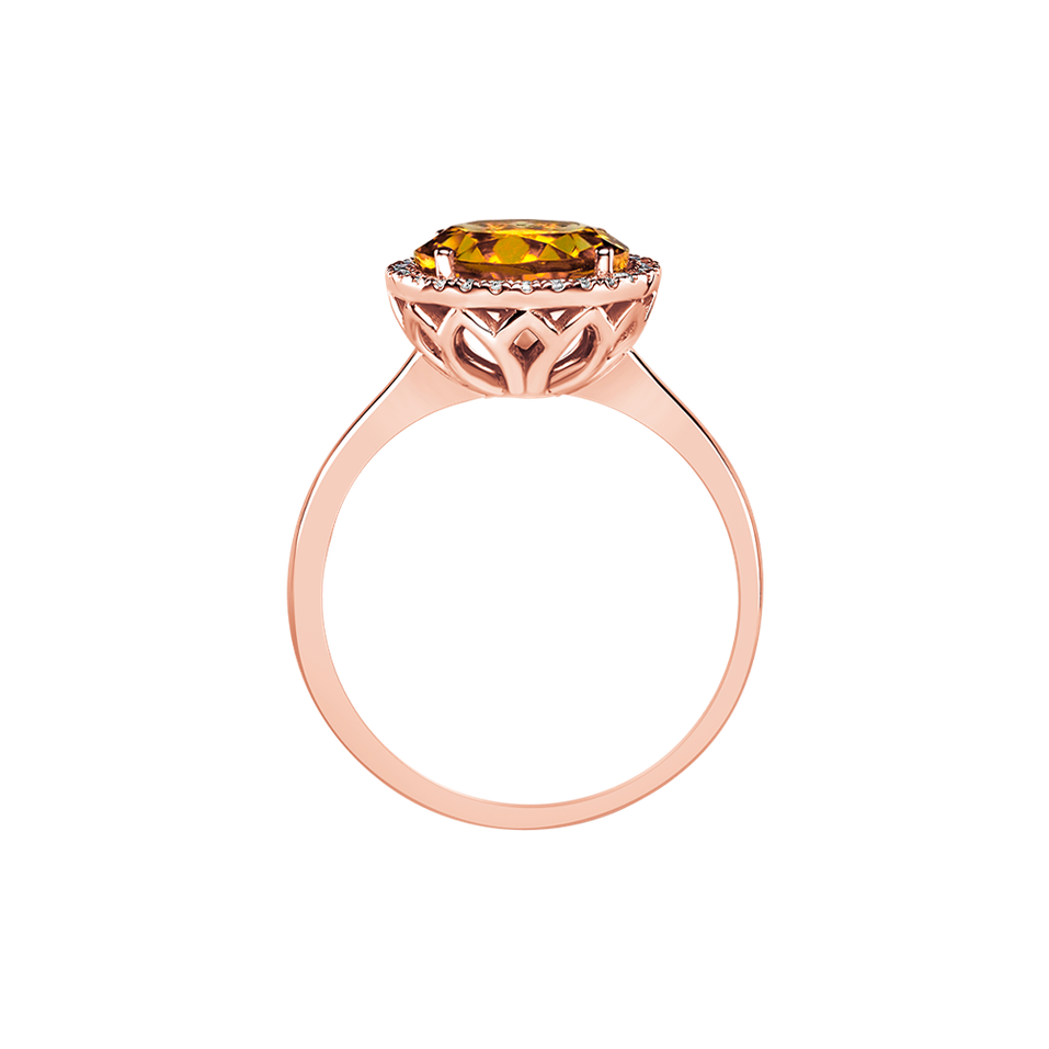 Prsten s diamanty a citrínem Bonbon