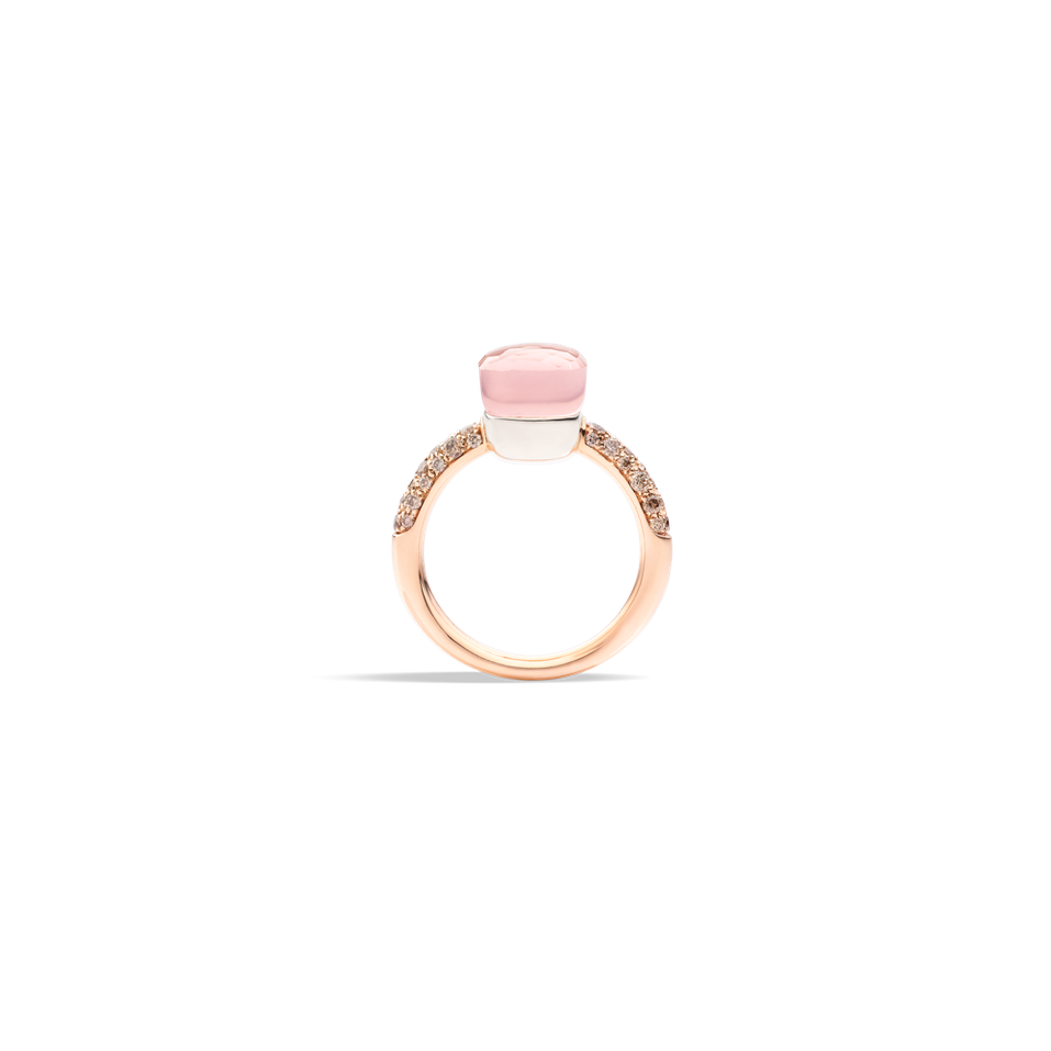 Prsten s diamanty, růženínem a chalcedonem Nudo Petit Ring