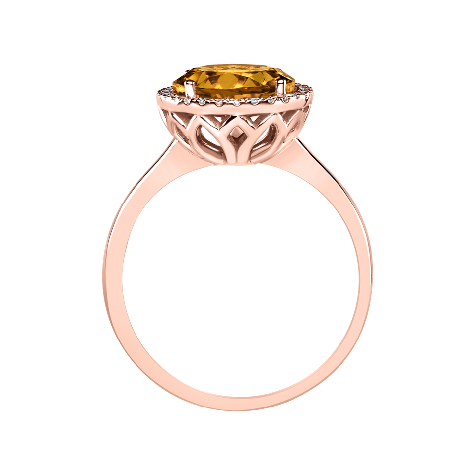 Prsten s diamanty a citrínem Bonbon